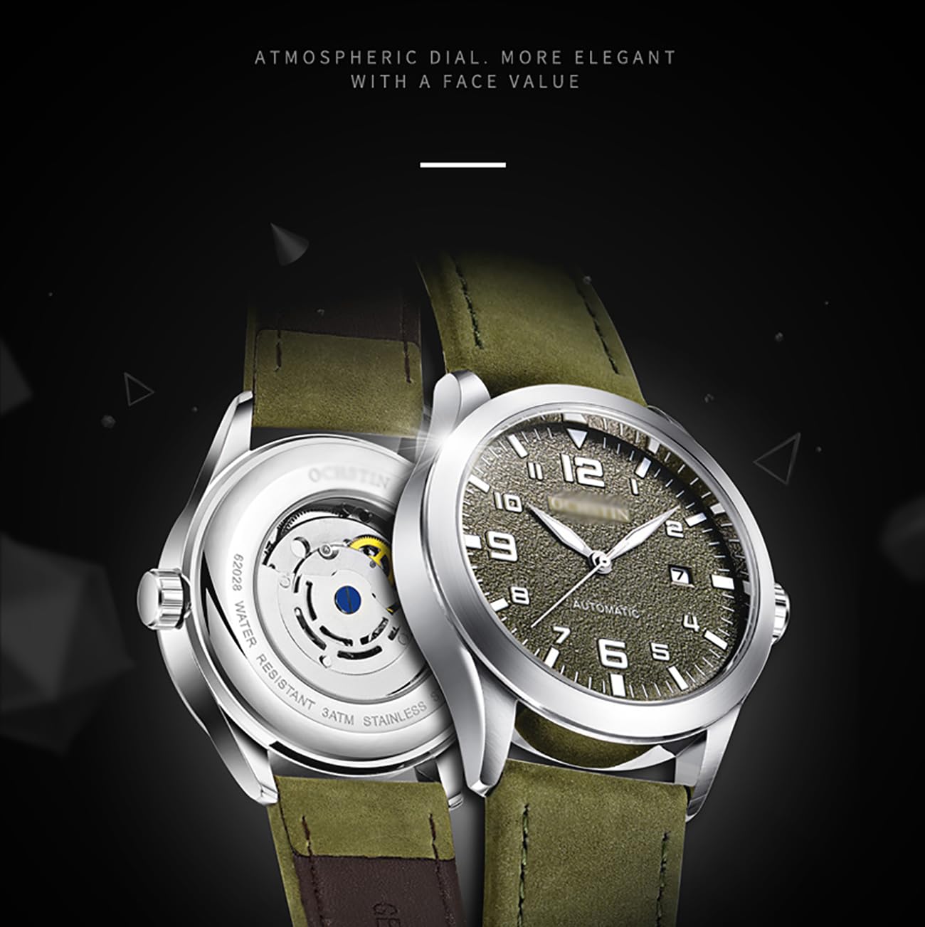 Mechanische Uhrwerk Automatikuhr mit Lederarmband Klassische Herrenuhr Analoge Automatikuhr mit Textilarmband