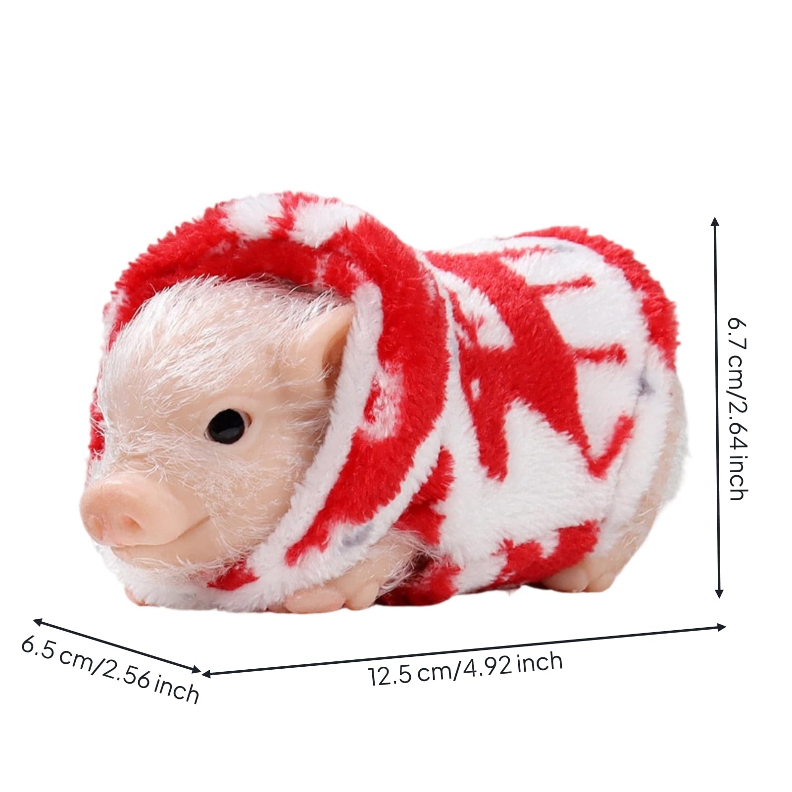 Schweinchen-Figur mit Kapuzenpullover niedlich schweinefigur plüschig mini-Schweinchen für Zimmer, Rot, 182g