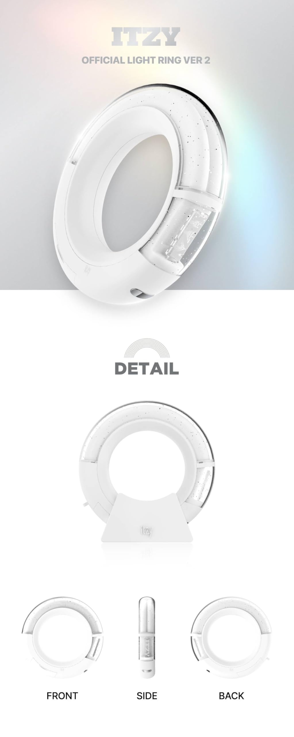 ITZY ペンライト ホワイト フォトカード付き【2個セット】 楽天市場】ITZY OFFICIAL LIGHT RING Ver.2 公式ペンライト 公式
