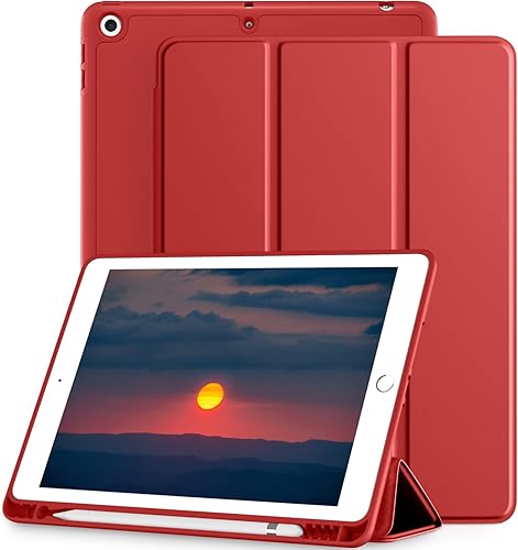 Miniatura 31 de Mastten Funda compatible con iPad de 9ª/8ª/7ª generación, para iPad de 10.2 pulgadas con soporte para lápiz, cubierta trasera de TPU Smart Stand