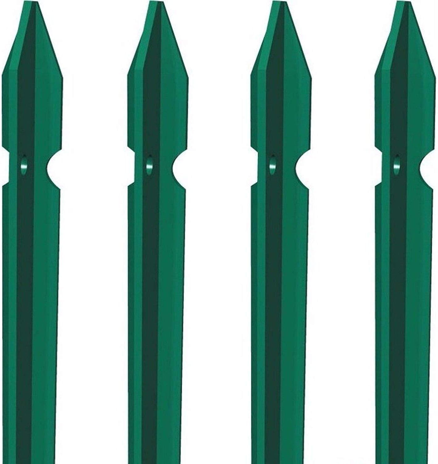 Set 5 Paletti A T Per Recinzione Acciaio Plasticato Verde O Zincato Per Giardini