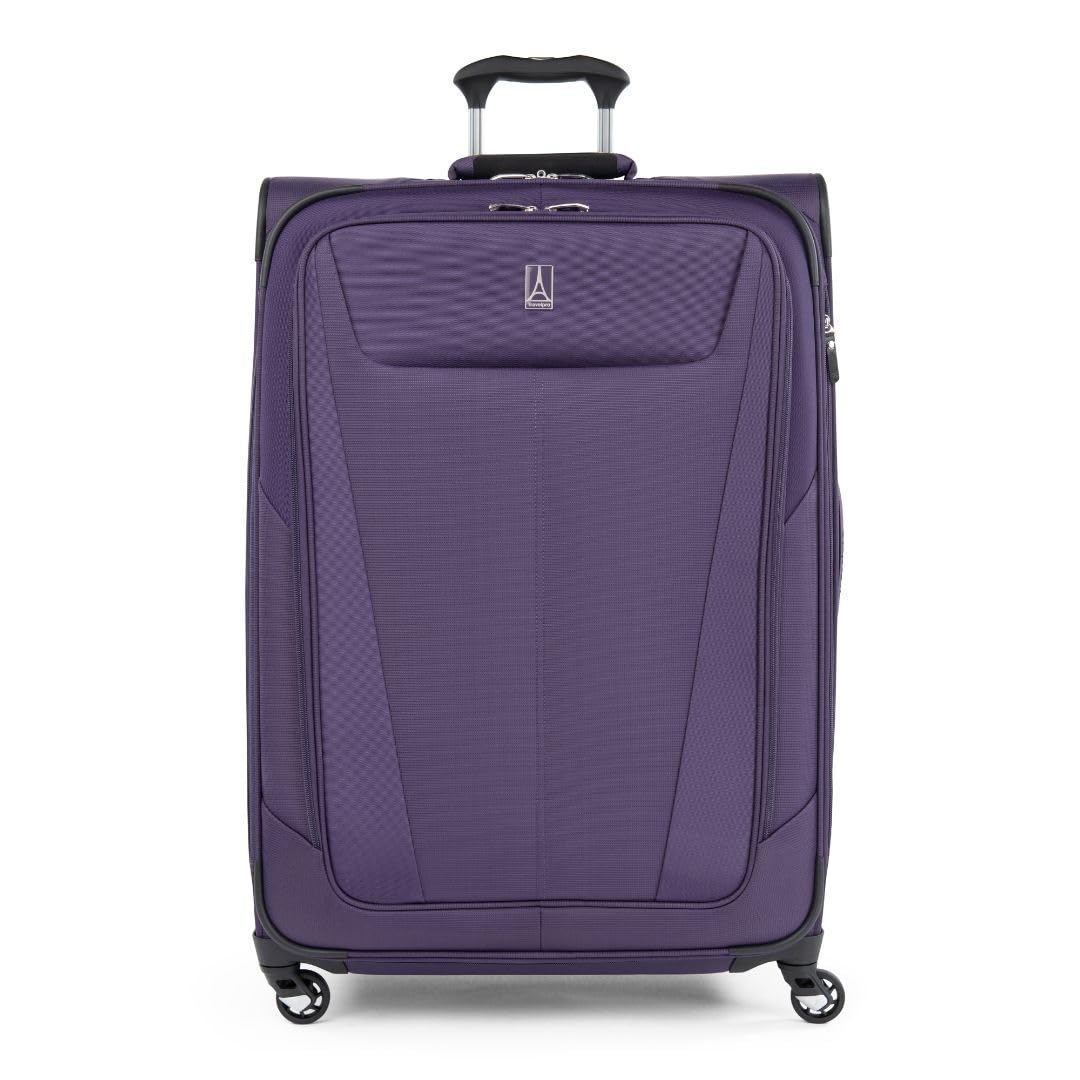 Travelpro Maxlite 5 Softside Expandable Checked Luggage with 4 Spinner Wheels, Lightweight Suitcase, Men and Women, Imperial Purple, Checked Large 29-Inch