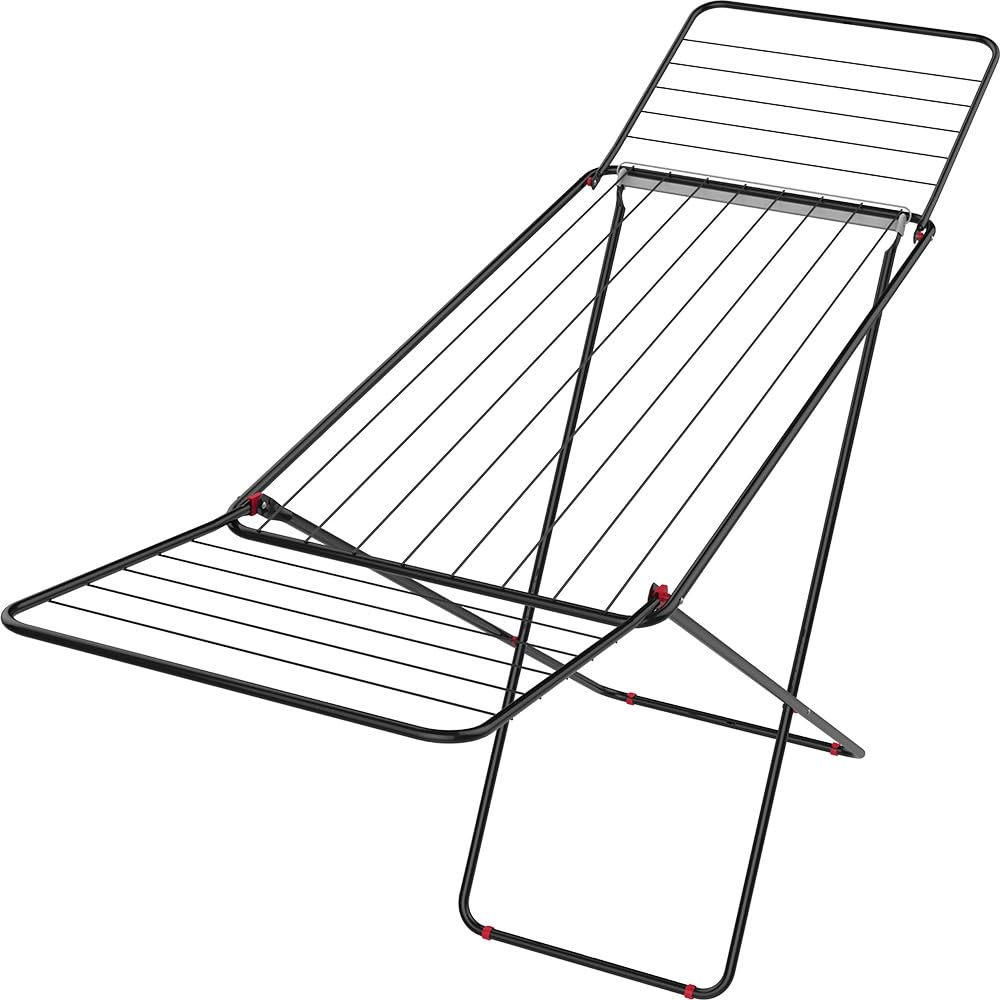 Bargains-Galore Black 18M Cloth Dryer Rack - Stand Towel Rail Airer Concertina Laundry Washing Winged | Dryer Rail For Indoor And Outdoor Use | Foldable Drying Rack | 22 Bar Clothe Airer - Drying Rack For Laundry
