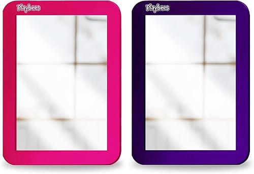 Espejos magnéticos para casillero, paquete de 2 (rosa y morado) - Perfecto para taquillas escolares, baños, refrigeradores, gabinetes de oficina y