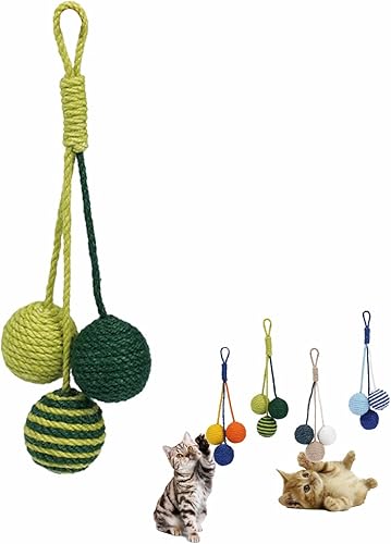 Miniatura 11 de Juguete para gatos, bola de sisal, juguete colgante para gatos, hecho a mano, cuerda para gatos, masticable, respetuoso con el medio ambiente,