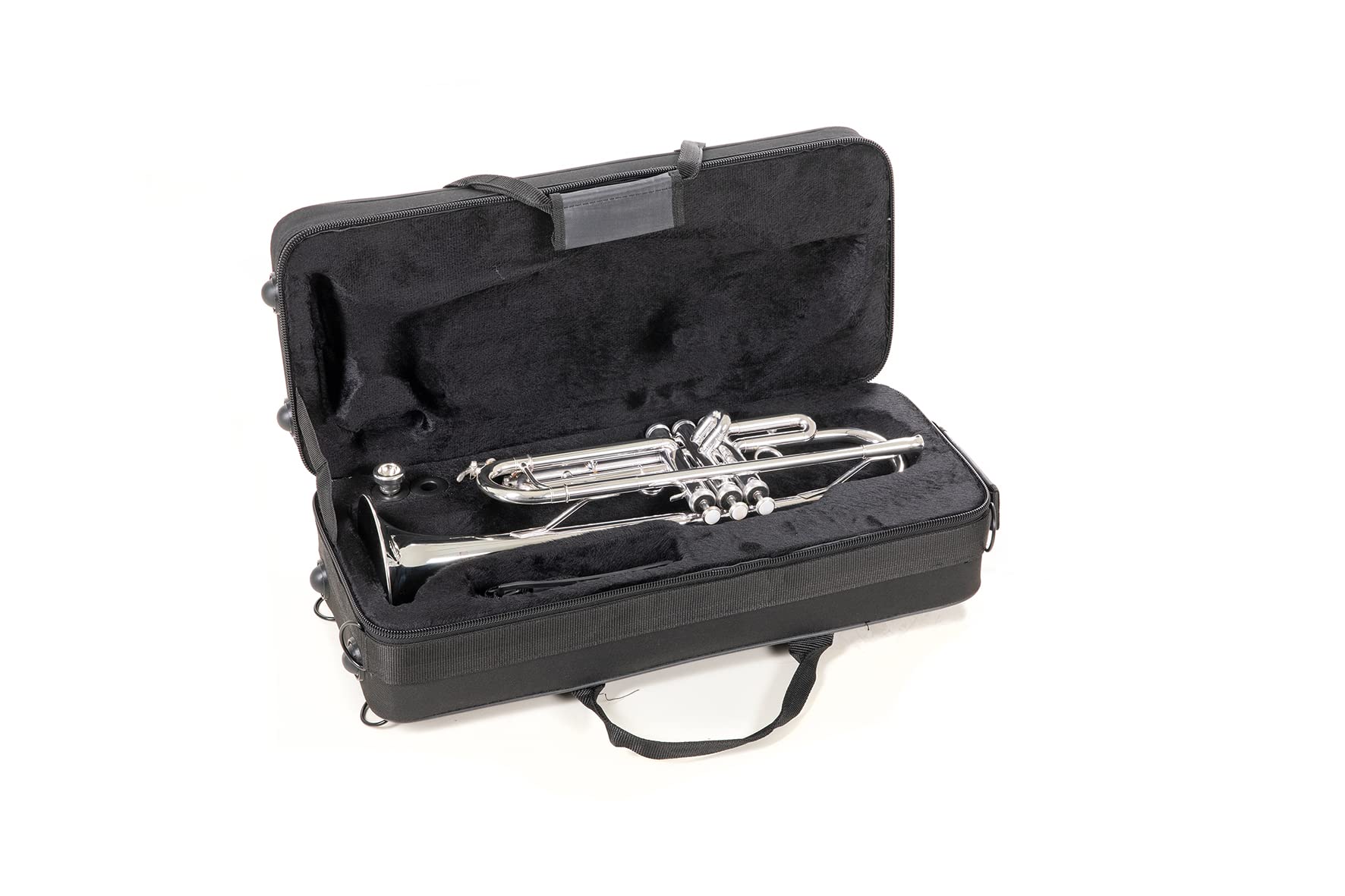 Roy Benson Bb Trumpet TR-202S (costruzione in ottone resistente, con custodia rettangolare leggera, set di zaini, valvole in acciaio inossidabile di qualità superiore), placcata in argento.