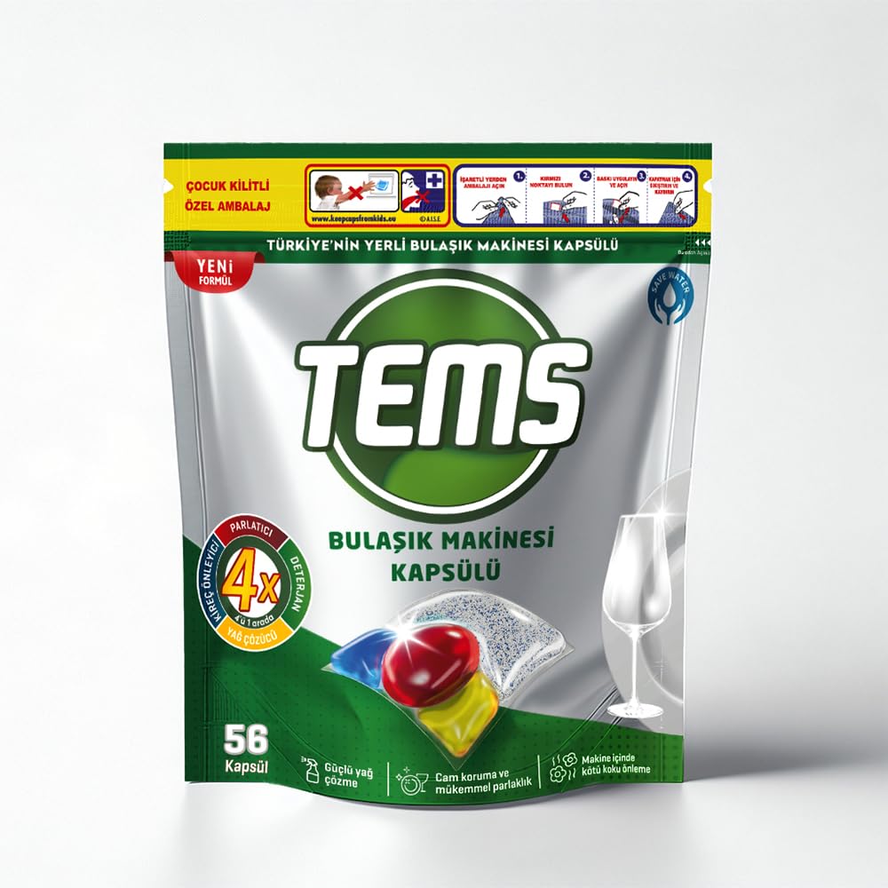 TEMS 4 ü 1 arada Bulaşık Makinesi Kapsülü 56'lı 627 gr