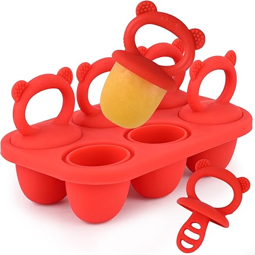 WMKGG Moldes de silicona para paletas para niños pequeños, molde de paletas de hielo con palos para aliviar la dentición del bebé, bandeja