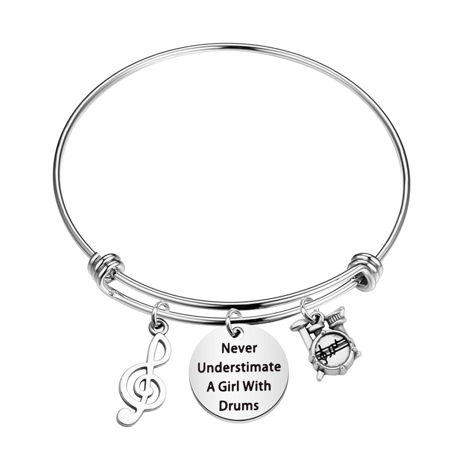 UJIMSUJIMS Inspirational Drummer Gift for Women Drum Bracelet Never Underestimate Drums Jewelry for Drummer Musician Drum Player Band Gifts