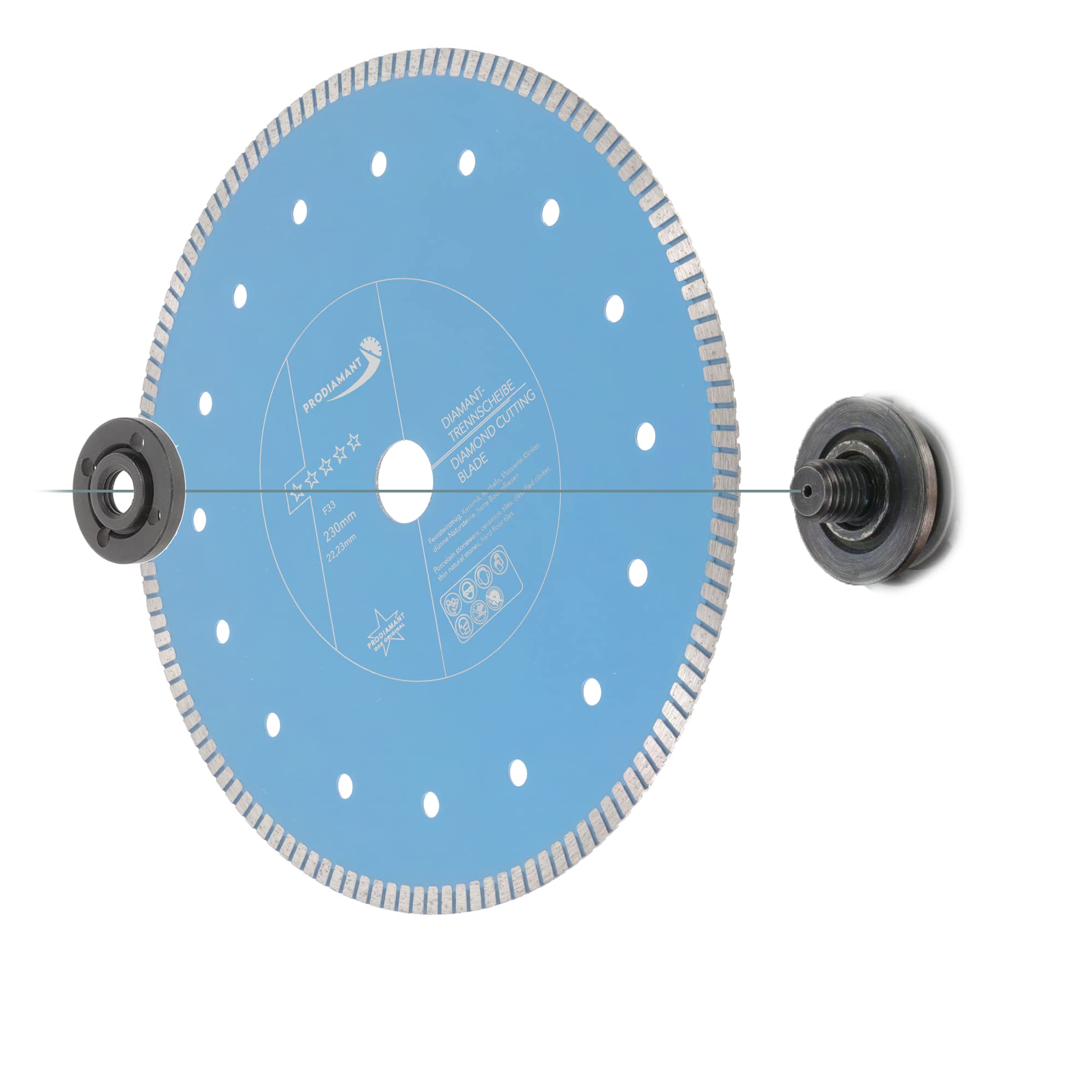 PRODIAMANT F33 - Disco diamantato professionale, ø 230 mm, per pietre naturali, granito e piastrelle, foro 22,2 mm, M14, extra sottile, in pietra naturale