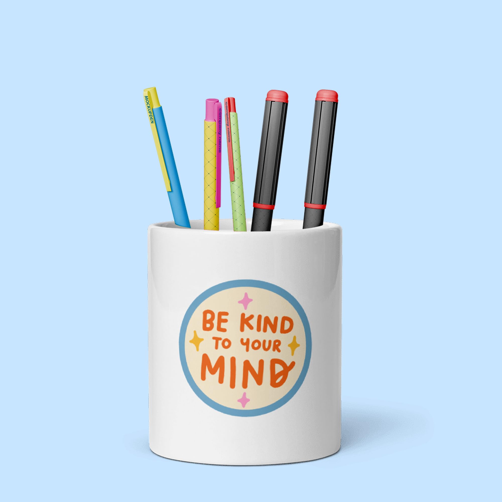 Pixeltint PixelArt Pen Pod: The Motivational Quotes Printed Ceramic Pen Stand For Desk Organizer Pencil Holders Makeup Brush Holders For Desk Office Supplies PENSTAND28