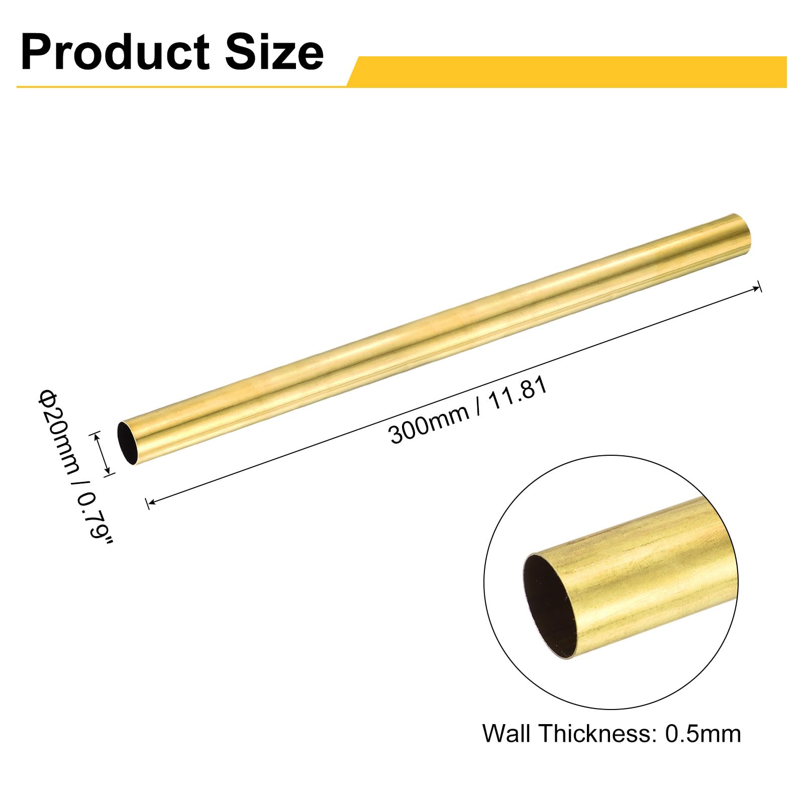 Tubo rotondo in ottone H62 diametro esterno 20mm spessore parete 0,5mm lunghezza 300mm senza saldature precisione