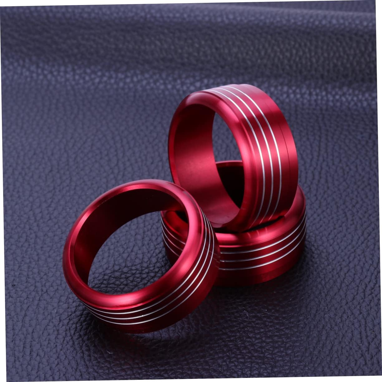Knob Decorative Ring Covers Aluminum Alloy Red 3 Pieces for Impreza