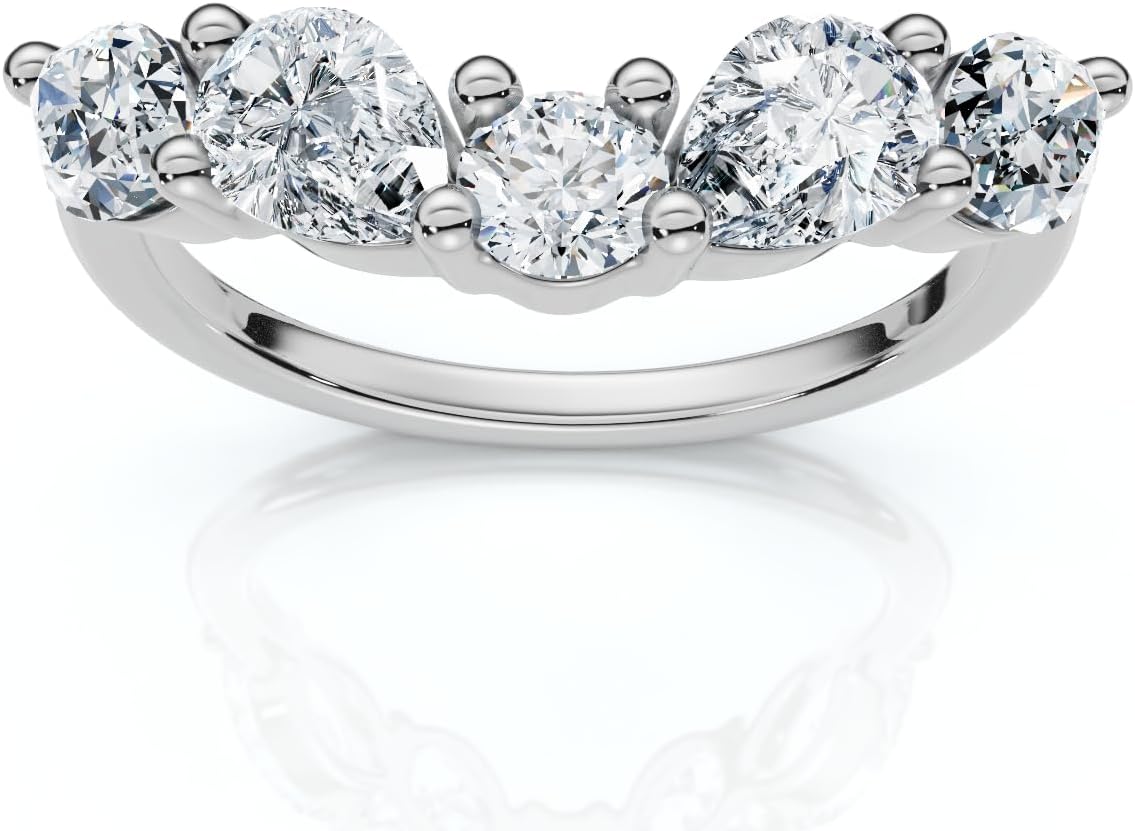 Pompeii 1Ct Contoured Diamond Wedding Ring Guard Band 14k Gold or Platinum Lab Grown (E/F,VS1-VS2)