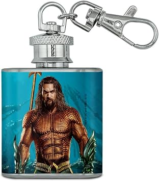 Aquaman Movie Jason Mamoa Full Costume Stainless Steel 1oz Mini Flask Key Chain