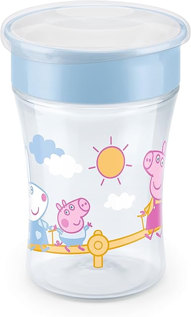 NUK Peppa Magic Cup 230 ml, krawędź do picia 360°, uszczelniająca silikonowa tarcza, od 8 miesięcy, nie zawiera BPA