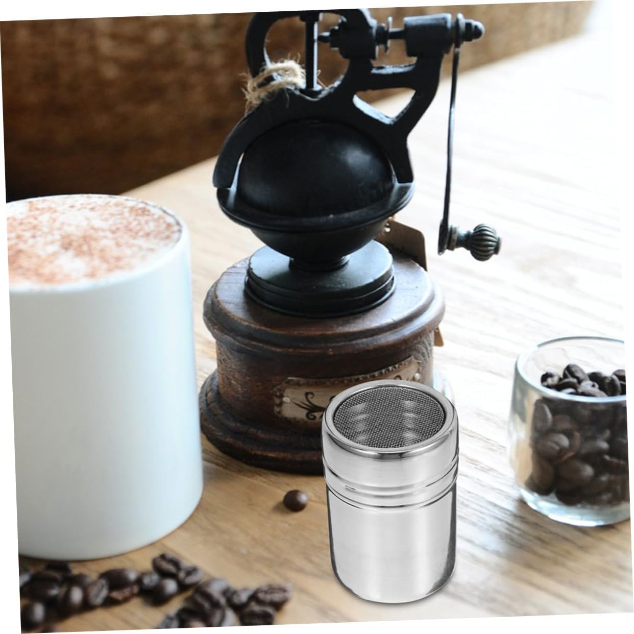 Cabilock Stainless Steel Powder Shaker Flour Duster Sugar Dispenser for Bar Shaker Baking Sifter