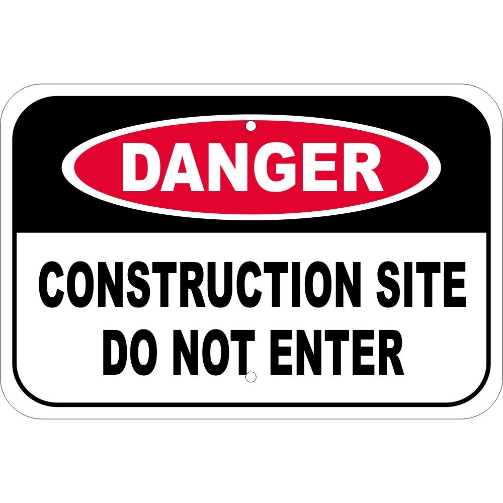 Danger Construction Site Do Not Enter Sign, Construction Sign, Exterior Business Sign, 18" x 12" Vinyl Aluminum Sign