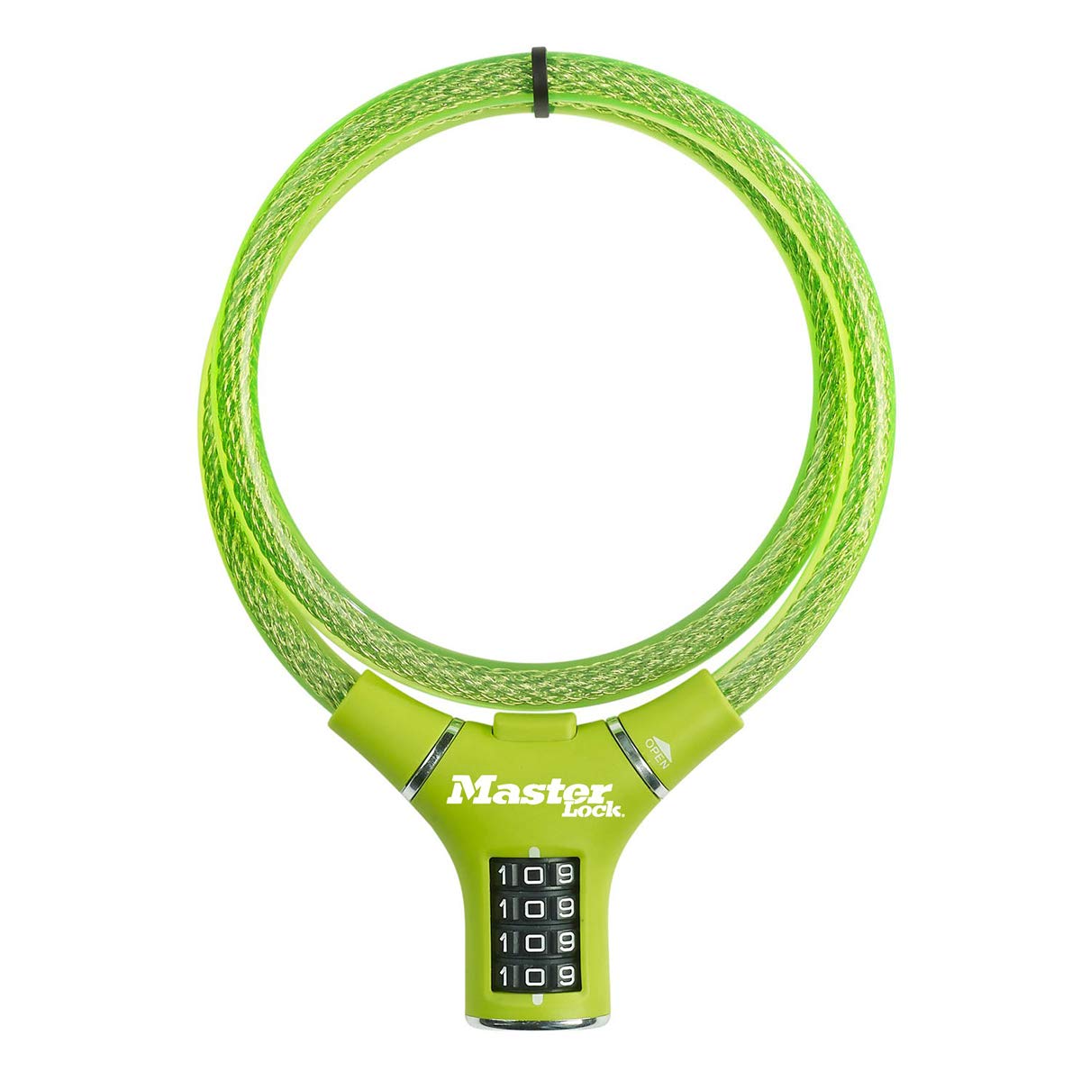 MASTER LOCK Candado Bicicleta, 90 cm Cable, Combinación, Exterior, Verde 8229EURDPROGRN, para Bicicleta, Monopatín, Paseante, Cortacésped y Otro Equipo