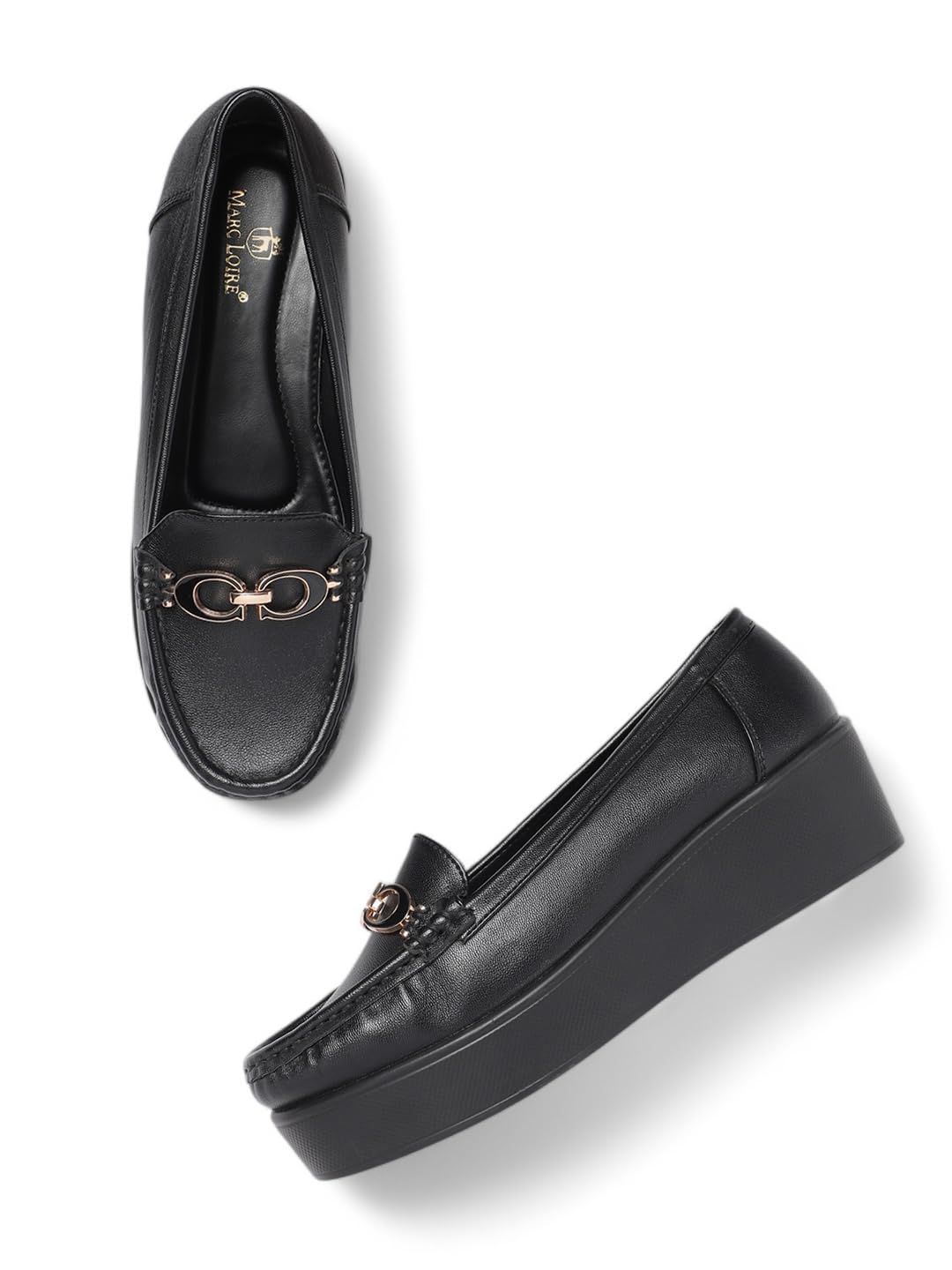 Women Comfortable Embellished Buckled Loafer Shoes for Casual Wear-image-31