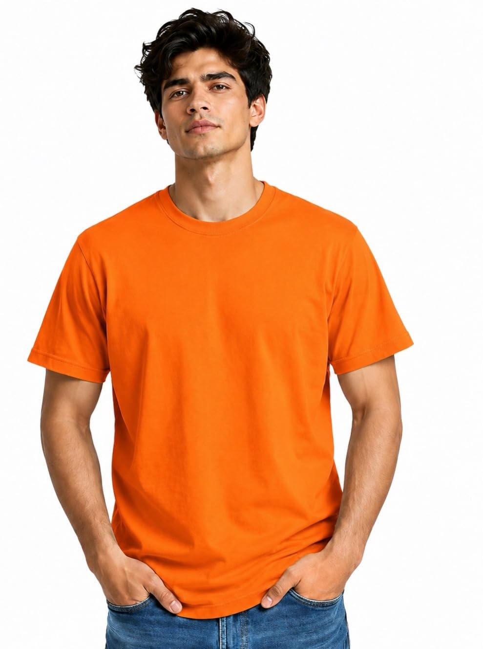 ClothingBoy Men's 180 GSM Regular Fit Cotton T-Shirt | Plain Solid Round Neck Half Sleeve Casual Tee | Soft Breathable Everyday Wear-picture-34