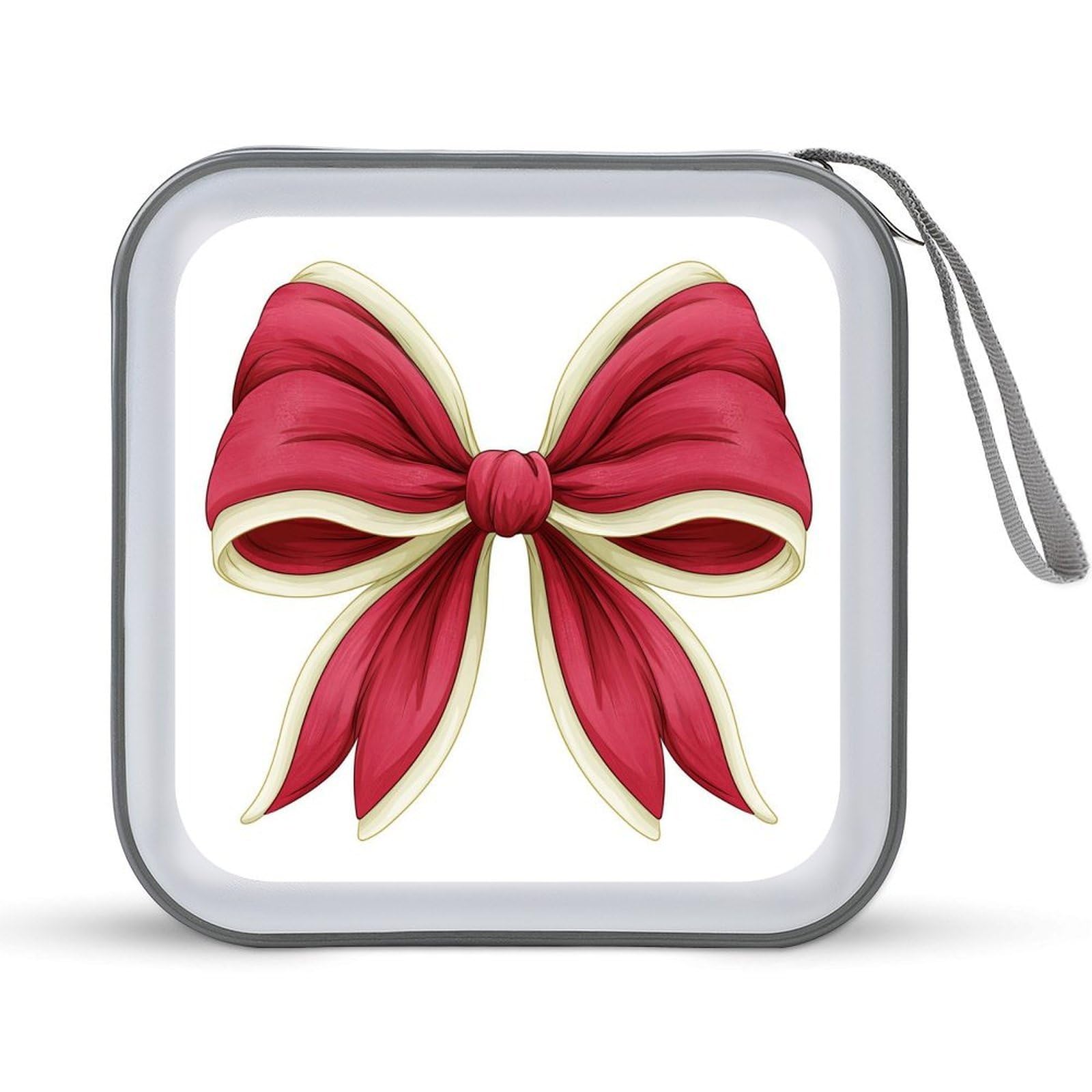 Jubonexis Big Red Bow with Ivory Trim CD Case DVD Storage Case Portable for Car Home Travel