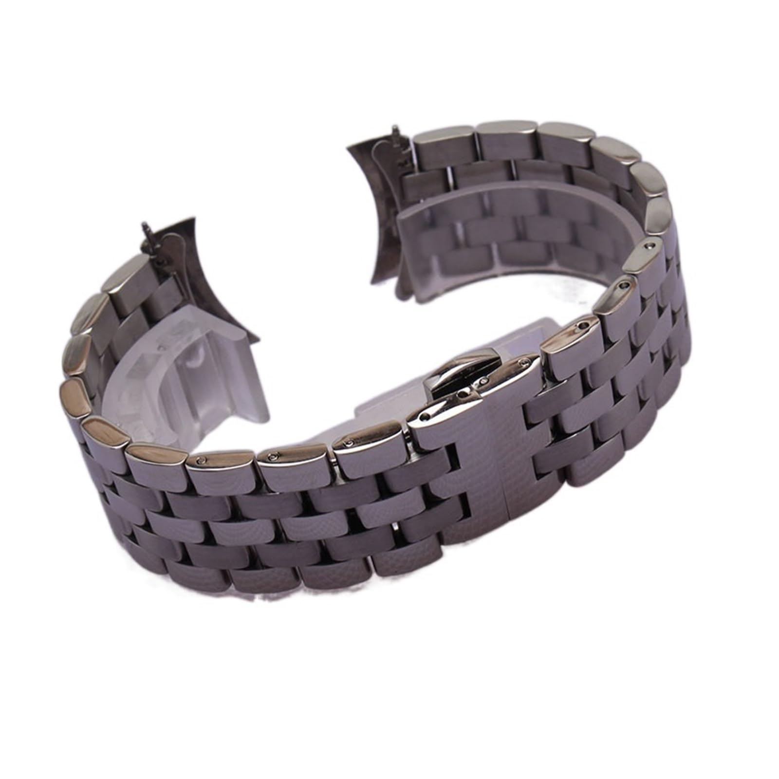 MENGKEG Correa De Reloj De Acero Inoxidable Con Extremo Curvado, Pulsera Plateada De 16mm, 18mm, 19mm, 20mm, 22mm Y 24mm, Correa De Eslabones Sólidos For Reloj For Hombre