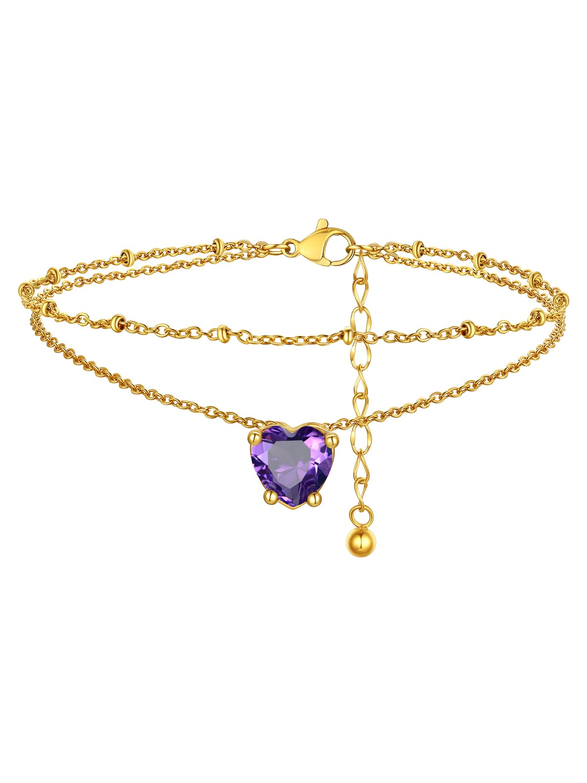 FindChic Birthstone Anklets for Women Layered Ankle Bracelets for Women