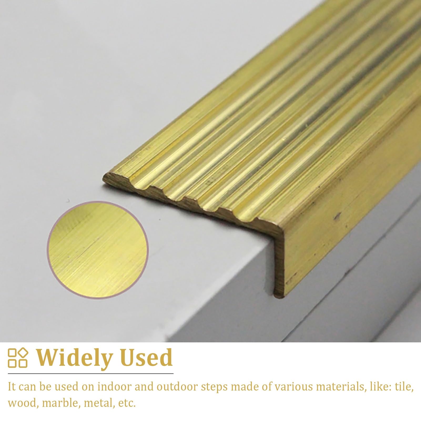 Perfil de Transición para Suelo Moldura Antideslizante para Escaleras Moldura en Forma de L, Barra Protectora para Bordes de Escalones Latón, Tira de Moldura para Esquinas de Escaleras para Pisos de B