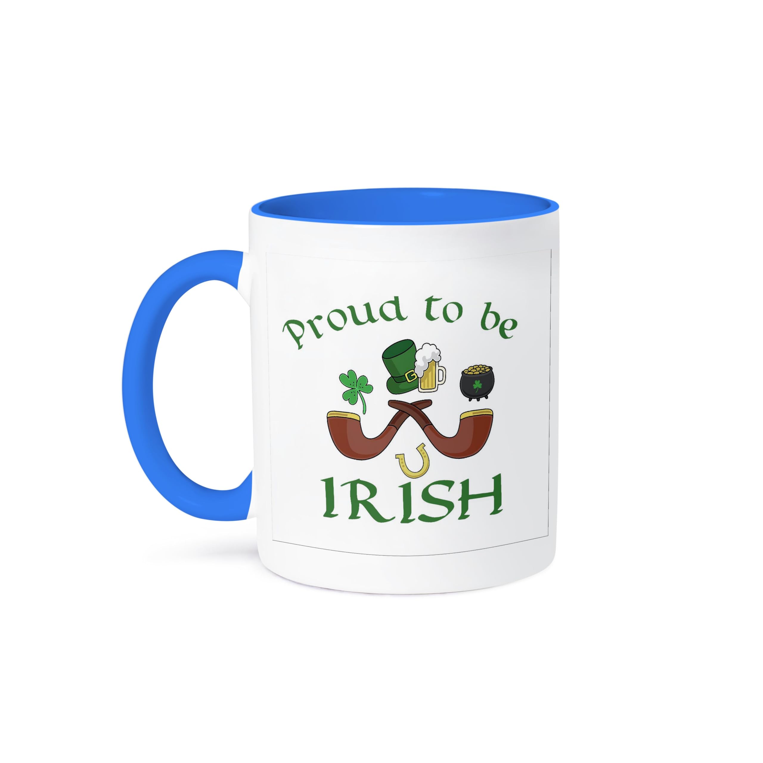 3dRose Coffee Mug, Size - 15oz - Proud to Be Irish Green with Pipes Irish - funny coffee cup gift