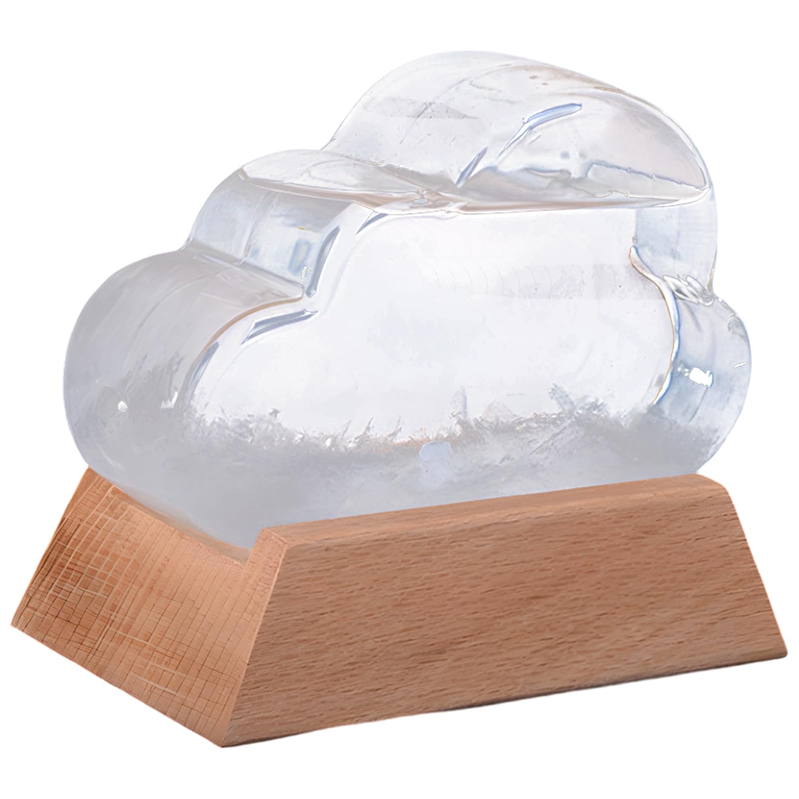 Cloud Storm Glass Wettervorhersageglas, dekorative Wetterstation, Desktop-Deko, originelles Geschenk für Wetterliebhaber, klares Glas mit Holzsockel
