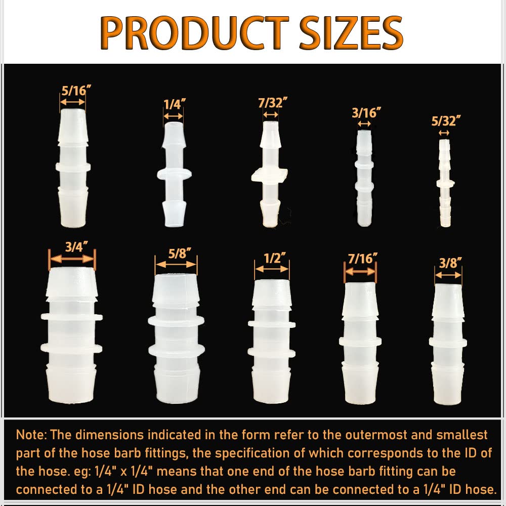 30Pcs Hose Barb Fittings Kit, Pipe Connector Joint Splicer Mender Adapter Union for Aquarium Adapter Gas Liquid Air, for Hose ID 5/32