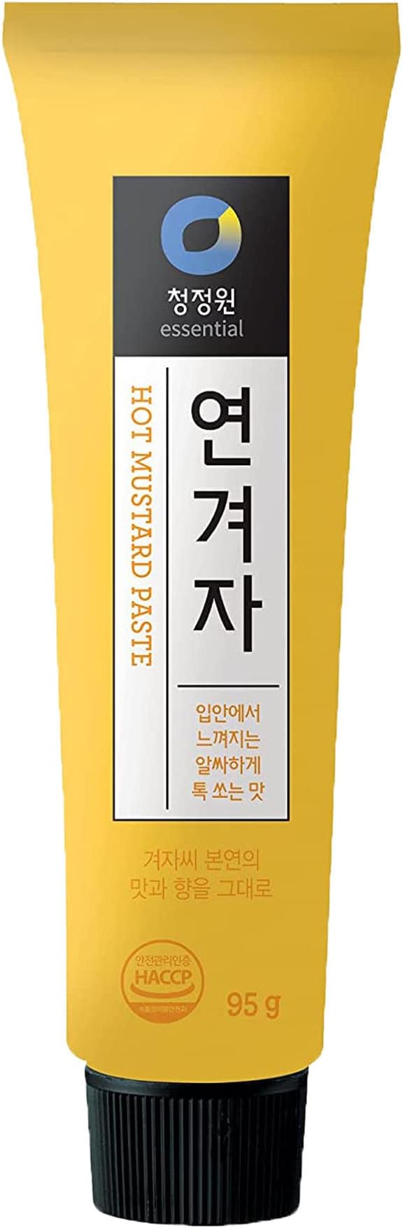 Chung Jung One Korean Premium Hot Spicy Yellow Mustard Paste, All-Natural, No Synthetic Additives, Versatile for Hot Dogs and Naengmyeon, 95g