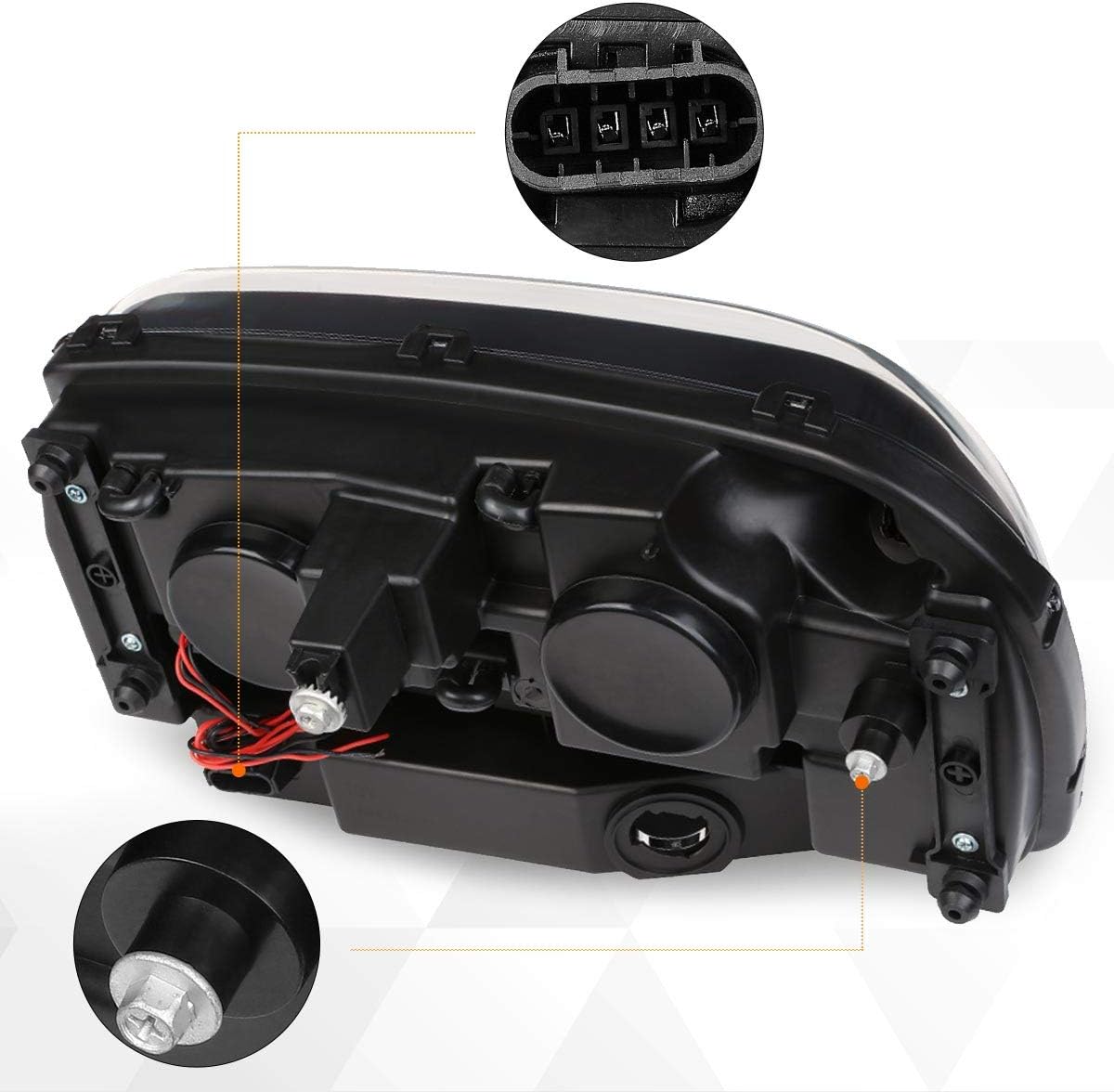 PM PERFORMOTOR PMHL-CTRA-0206-P-BC Black Housing Clear Corner Projector Headlights With LED Running Light Replacement Compatible with 02-09 Chevy Trailblazer