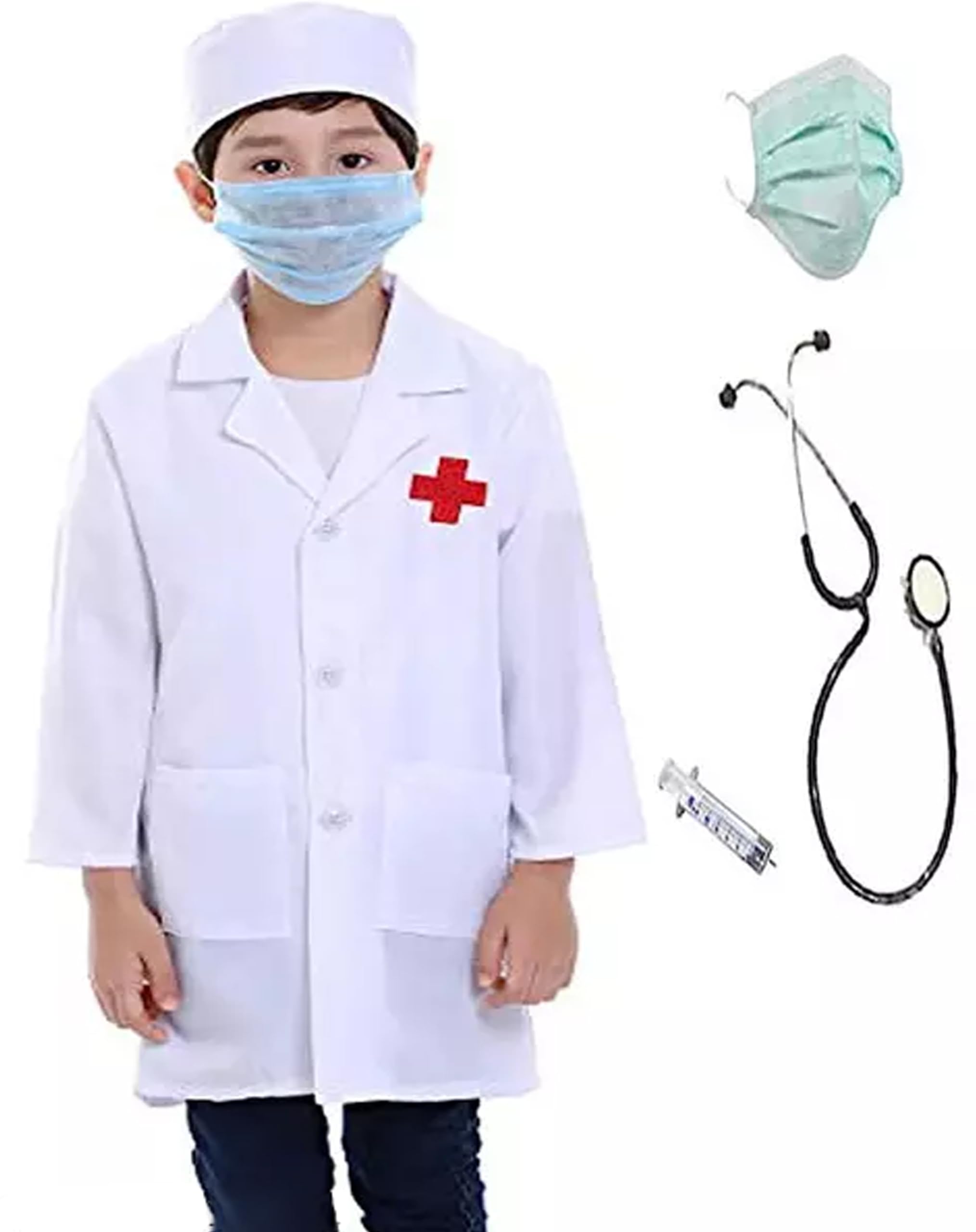 Fancy Dress Factory Childrens Medical Kit - Doctor Coat, Stethoscope, Syringes & Masks (4-5 Years) (B0D7MSQ5P8) Amazon Price History, Amazon Price Tracker