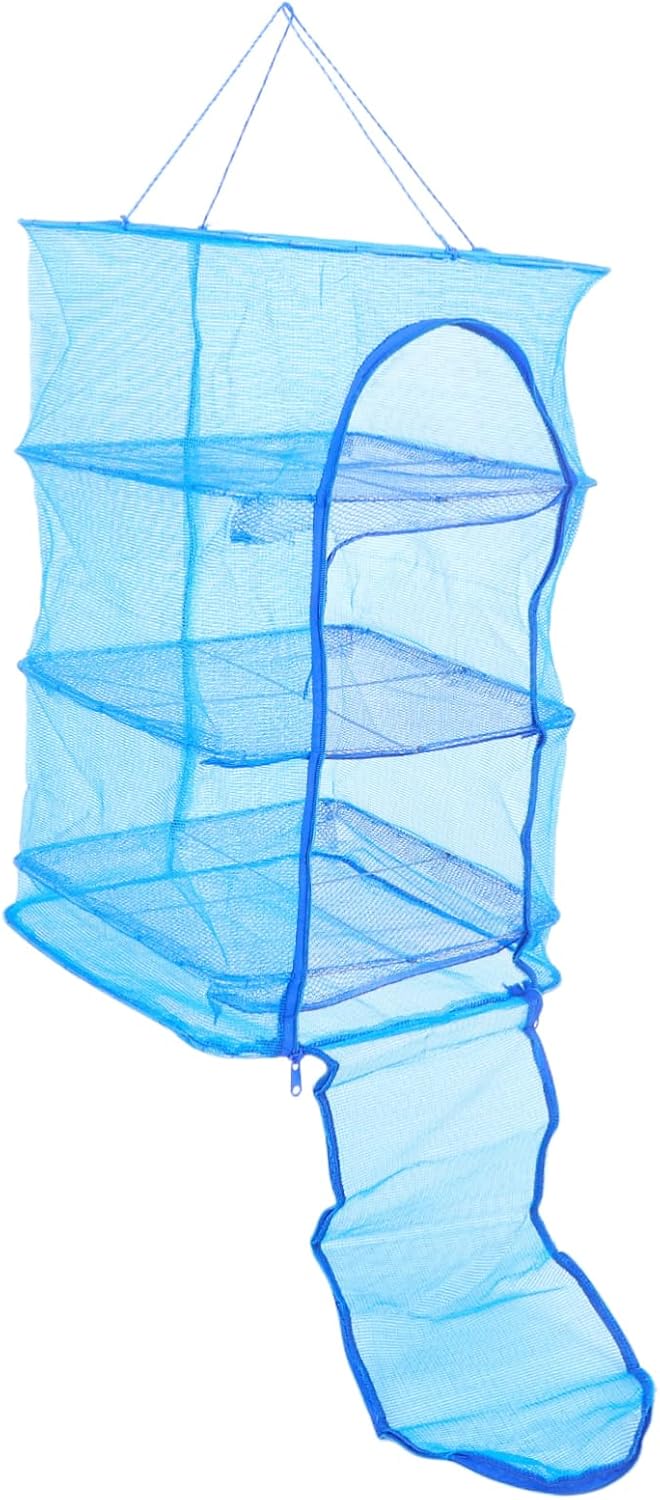 BESTYASH 2pcs Foldable Hanging Fish Dryer Nets Basket with Leak Sides Frame Lightweight Mesh for Vegetable and Fruit Drying Camping and Kitchen Use