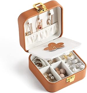 TUKRPQMRI Mini Caja de Almacenamiento Tipo Tapa Retro, portátil, tamaño de Viaje, Pendientes/Anillos, Funda Protectora, Cajas de Cuero PU/253