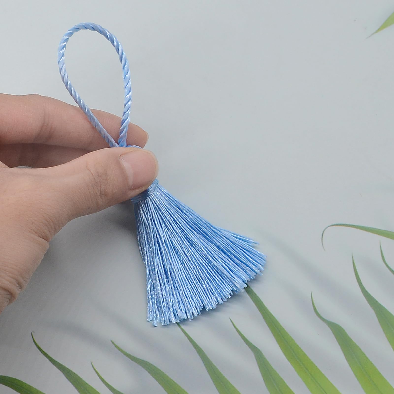 Makhry 20pcs 4.3 Inch Handmade Silky Floss Mini Tiny Craft Tassels with 2-Inch Cord Loop and Small Chinese Knot for Earrings Souvenir - Image 4