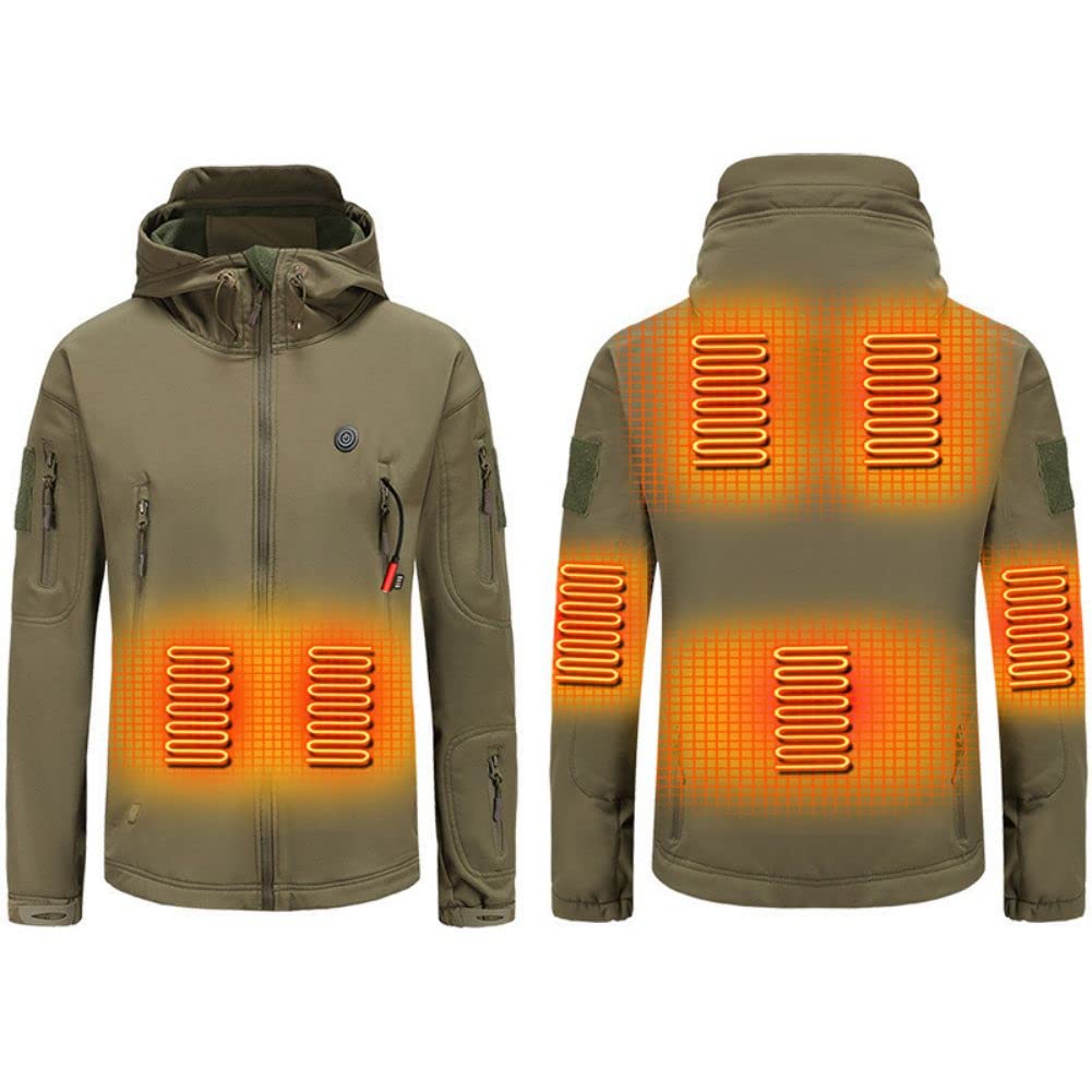 scosao Chaqueta con Calefacción Hombre Recargable USB Chaquetas Calefactables A Prueba de Viento Abrigo Gorro Calefactable de Invierno Chamarra para Caza Pesca Moto Esquí Camping