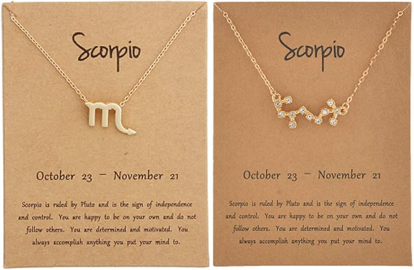 2Pcs Libra Scorpio Necklace Zodiac Necklace for Women Constellation Necklace Horoscope Sign Necklaces Dating Essential Birthday Christmas Gifts