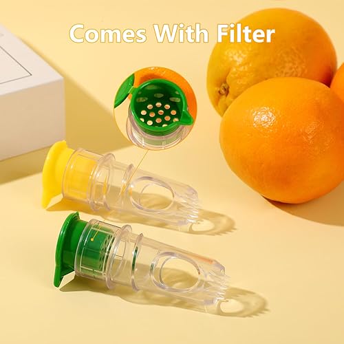 Miniatura 3 de Exprimidor de limón, exprimidor manual de limón con filtro integrado, prensa de cítricos naranja, lima exprimible para cócteles, fácil de usar, 2