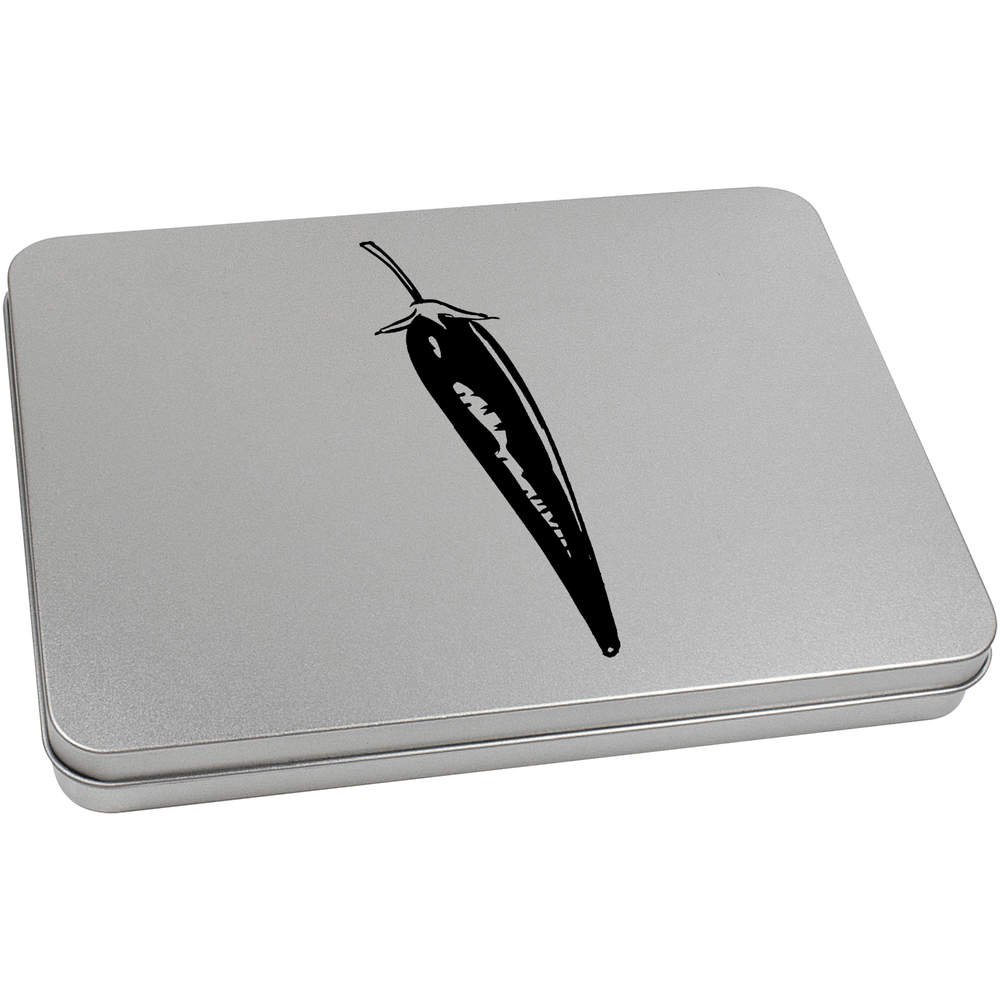 Azeeda 220mm 'Chilli Pepper' Metal Hinged Tin/Storage Box (TT00012326)