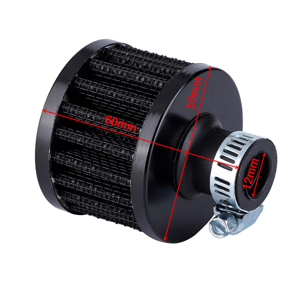 Filtro Aria Moto 12mm Universale - 2 Pezzi Nero Alta Portata