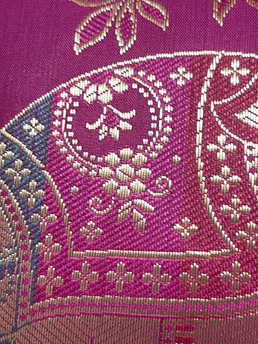 Original Kikan Kissenbezug aus indischem Elefanten-Mandala, Seide, Sari-Brokat, Boho-Stil, Heimdekoration, 40,6 x 40,6 cm, Reißverschluss, Banarsi, ethnisch, handgefertigt, Patchwork (Rosa)