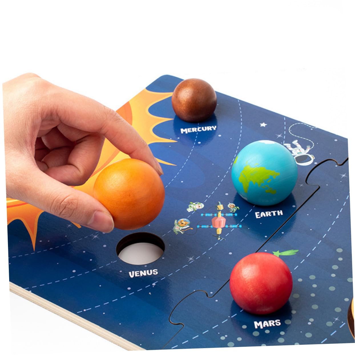 ibasenice Puzzle Planetario in Legno per Bambini Piccoli, Gioco Educativo Solare 8 Pianeti, Puzzle Cognitivo Interattivo per Bambini, Giocattoli Spaziali per Apprendimento Montessori, Set