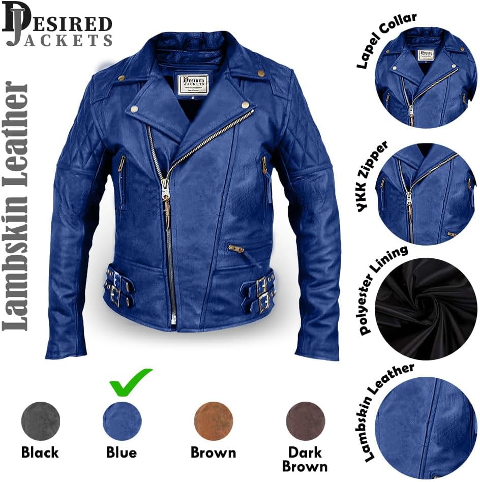 Men’s Leather Motorcycle Jacket Cafe Racer Classic Lapel Style Collar Lambskin Biker Brando Leather Jacket - Image 6
