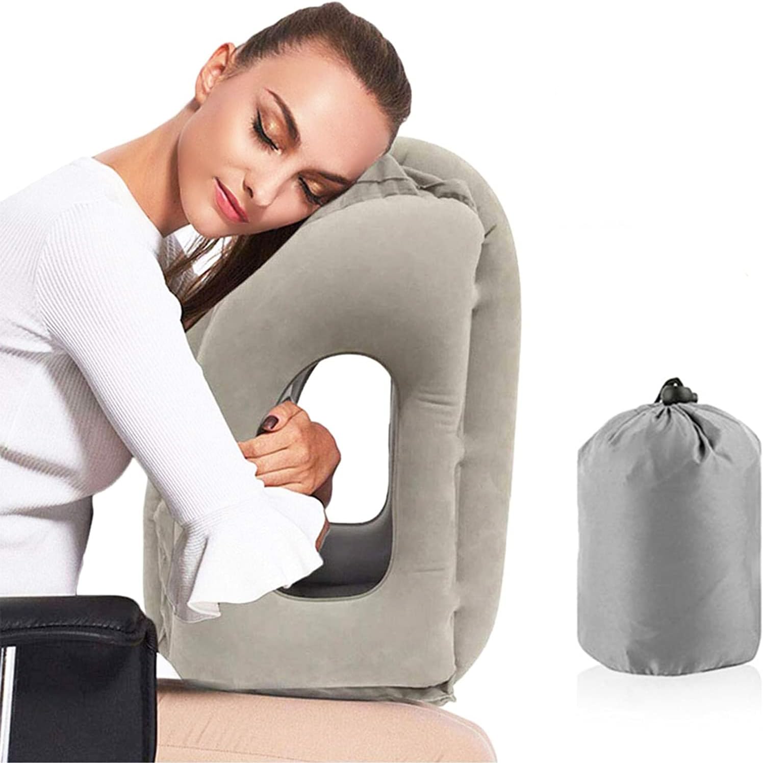 Sponsored Ad - VinMas Travel Pillow, Inflatable Portable Head Neck Rest Pillow for Airplanes, Cars, Buses, Trains, Napping, Camping - A Patented Product (Grey)