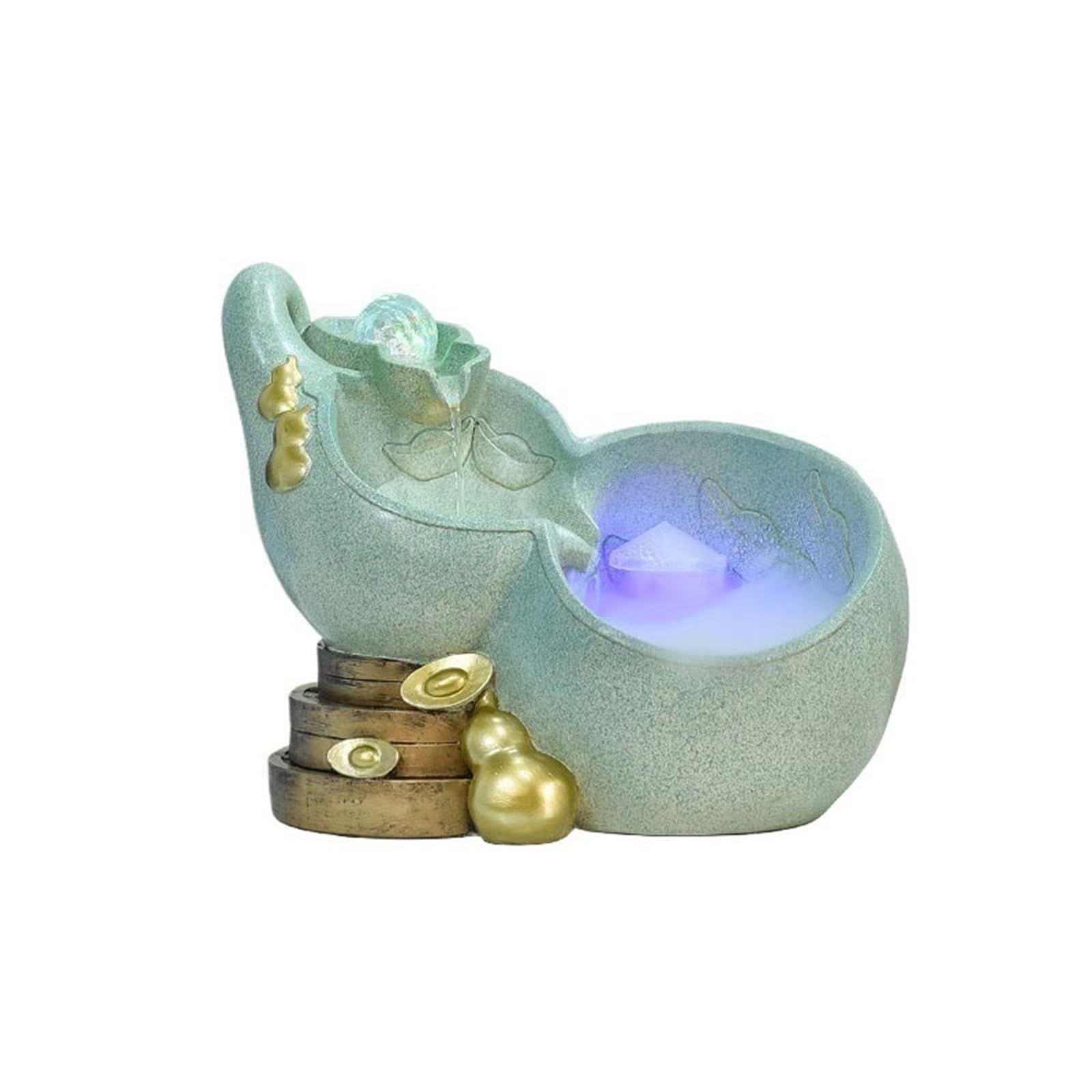 water feature Tabletop Fountain Resin Waterfall Fountains Water Feature Feng Shui Meditation Desktop(Blue)