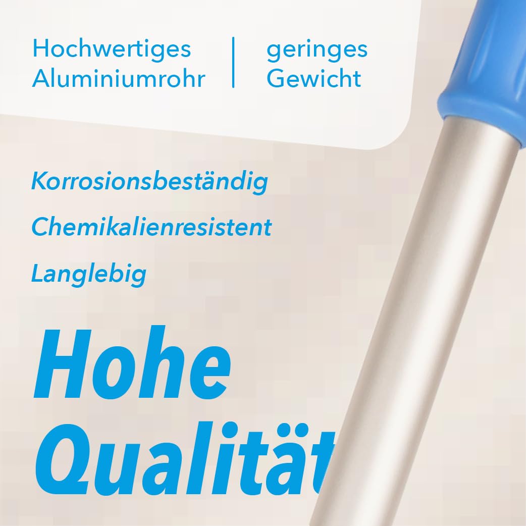 G.I.V. Bodenwischer Teleskopstiel 88-150 cm, aus Aluminium - Verstellbarer Stiel für alle 40-50 cm Klapphalter - ergonomischer Griff, leicht, stabil, rostfrei – Gebäudereinigung Zubehör – 5er Set