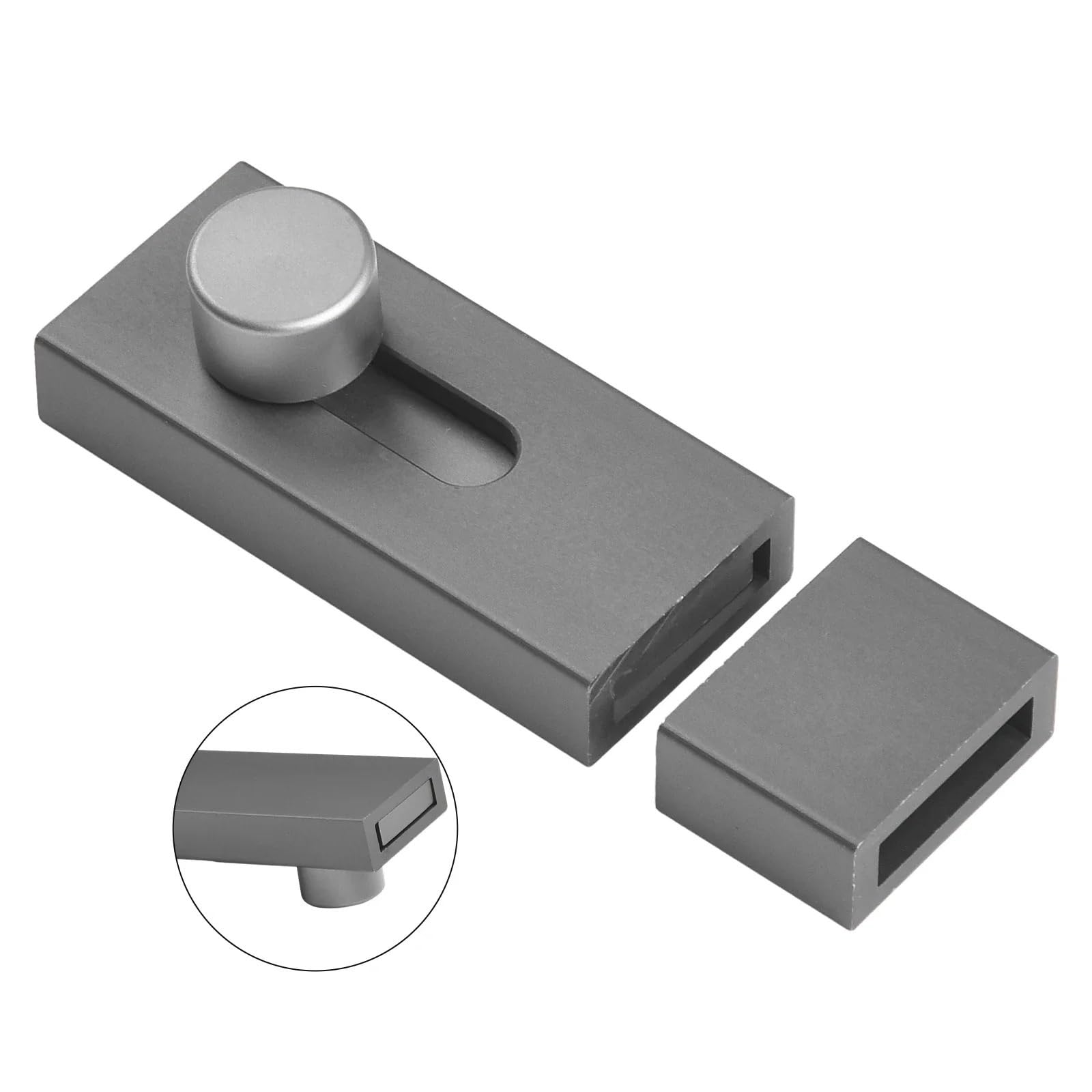 Gate Bolt Door Lock Latch Punch-Free Bolt Sliding Bolts Anti-Theft Security Aluminum Alloy Toilet Gate Hardware(Gray 80mm)